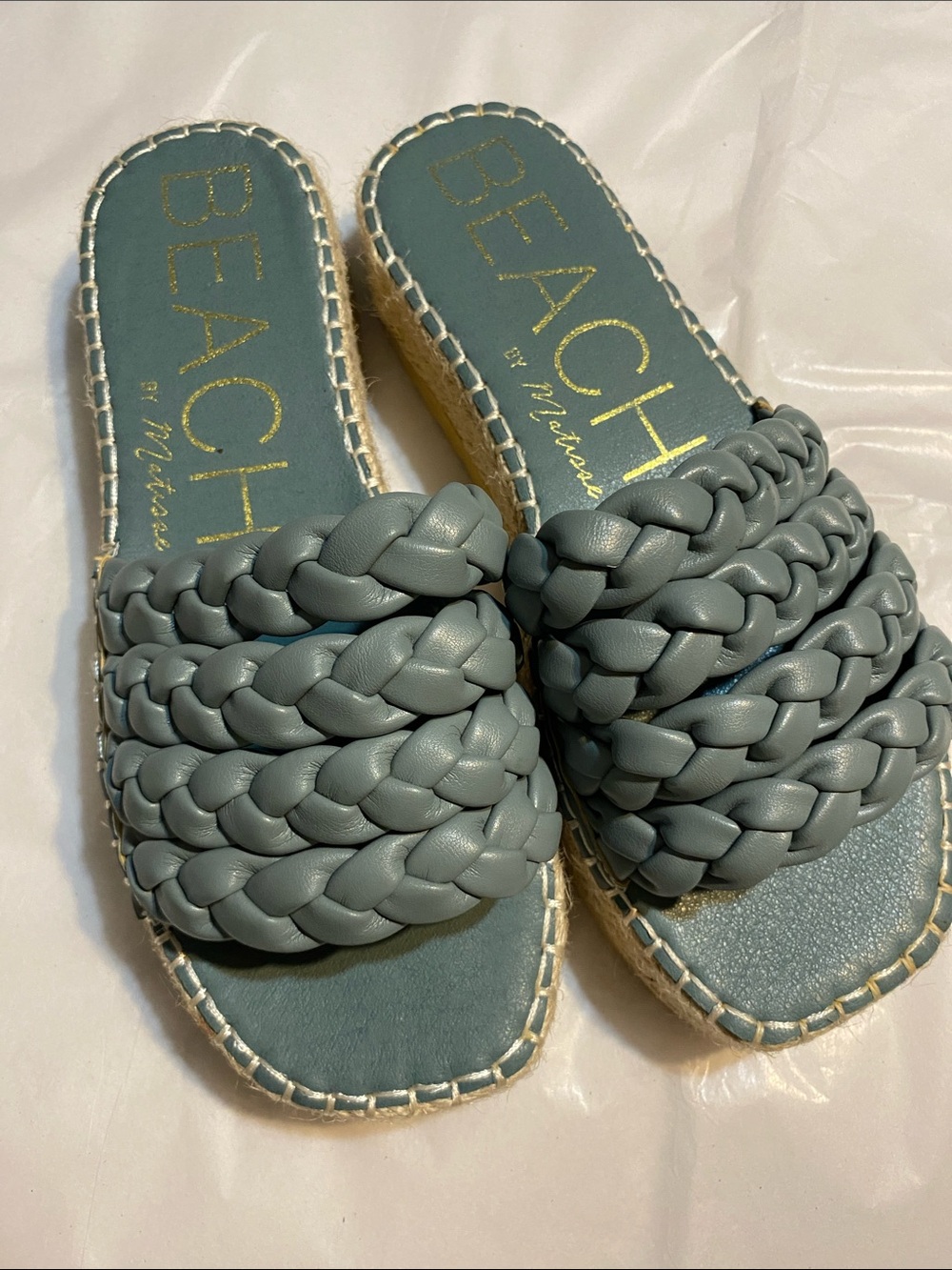 Soda Beach Braided Slide Sandals - Slate Blue